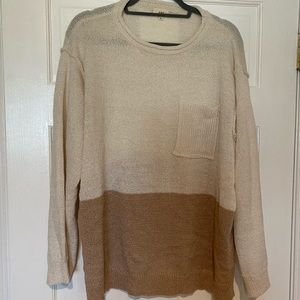 Cream & Beige Colorblock Pocket Sweater NWT